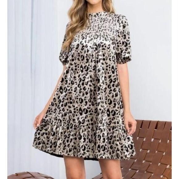 THML Leopard Print Velvet Dress Size Small (4/6) - Picture 1 of 14